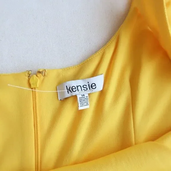 KENSIE Sleeveless Yellow Dress Size 14 - Picture 3 of 11